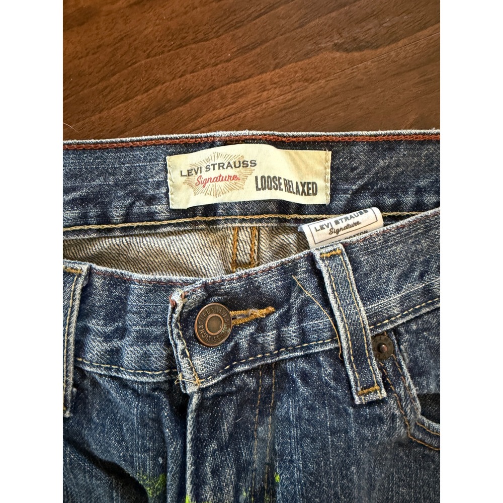 Levi's Jeans - 100% Cotton Signature Mens 32x32 Denim Loose Fit Distressed 2000s - Picture 2 of 6